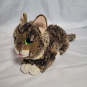 Cuddle Barn Lil Bub Tabby Cat Kitten Plush Green Eyes 16"